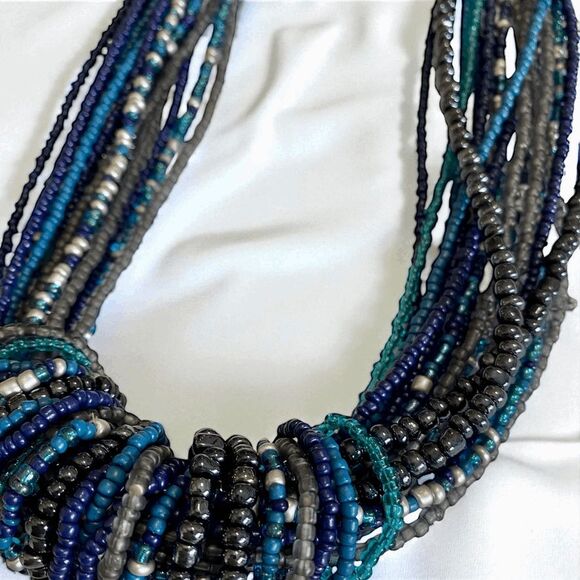 Vintage Beaded Necklace Multi Layered Chunky Boho - Picture 2 of 4